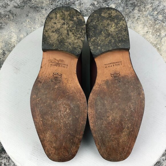 J. Murphy Men's Size 11M Novick Burgundy Red Leather Cap Toe Oxfords Dress Shoes - Picture 9 of 13